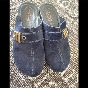 Fly Flot Blue Vera Pelle Suede Clogs Size 37